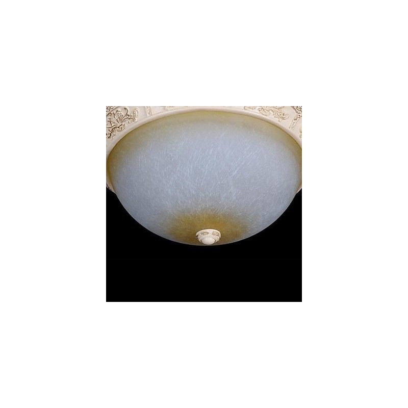 Plafoniera a filo classica europea bianca con vetro bianco e giallo chiaro, resina, 55 cm