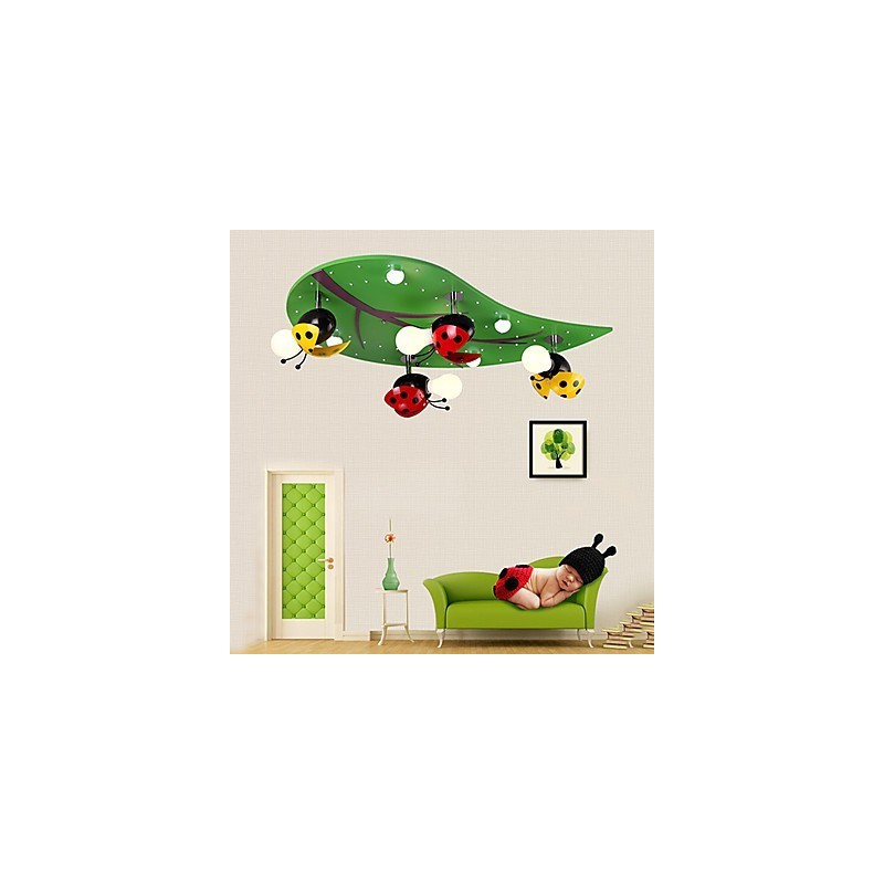 Plafoniera da incasso moderna in legno e bambù verde