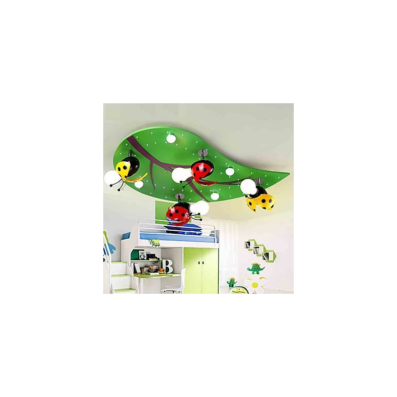 Plafoniera da incasso moderna in legno e bambù verde