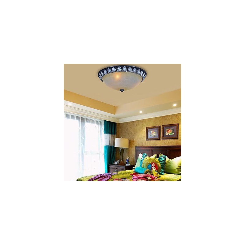 Plafoniera a filo classica europea in vetro bianco e resina intagliata, argento, 55 cm