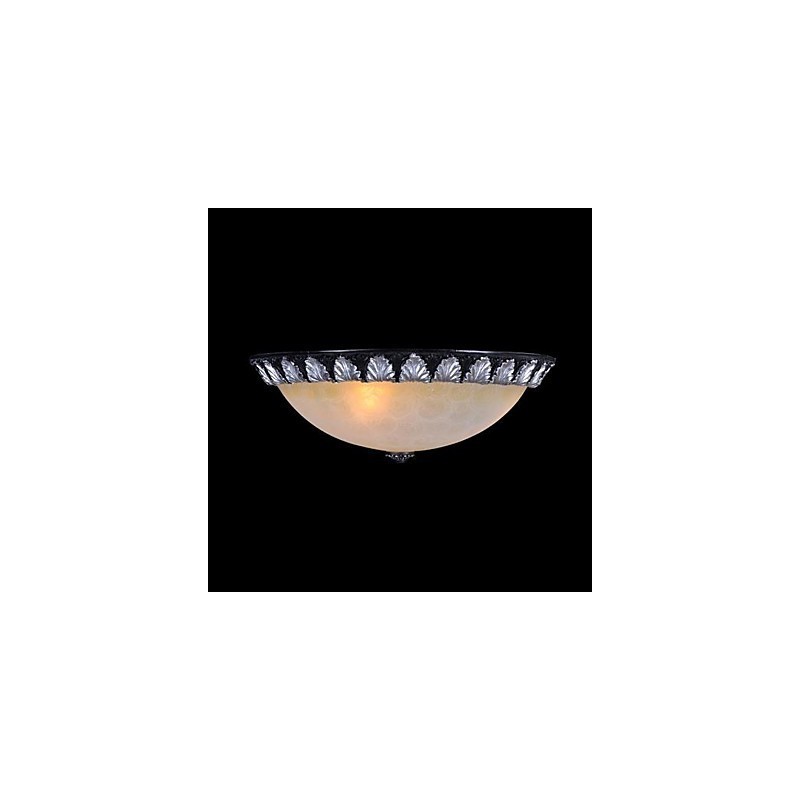 Plafoniera a filo classica europea in vetro bianco e resina intagliata, argento, 55 cm