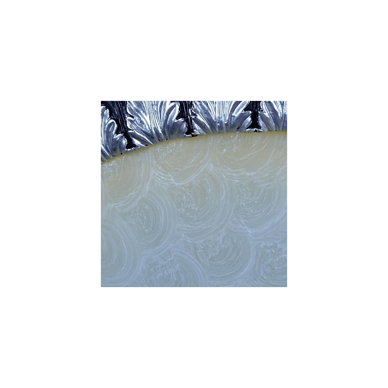 Plafoniera a filo classica europea in vetro bianco e resina intagliata, argento, 55 cm