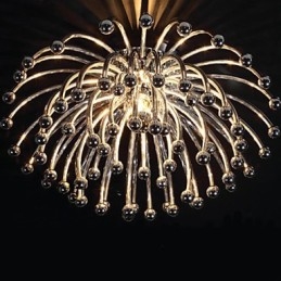 Lampada a sospensione a ragno in metallo galvanizzato argento e nero 40 cm