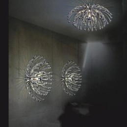 Lampada a sospensione a ragno in metallo galvanizzato argento e nero 40 cm