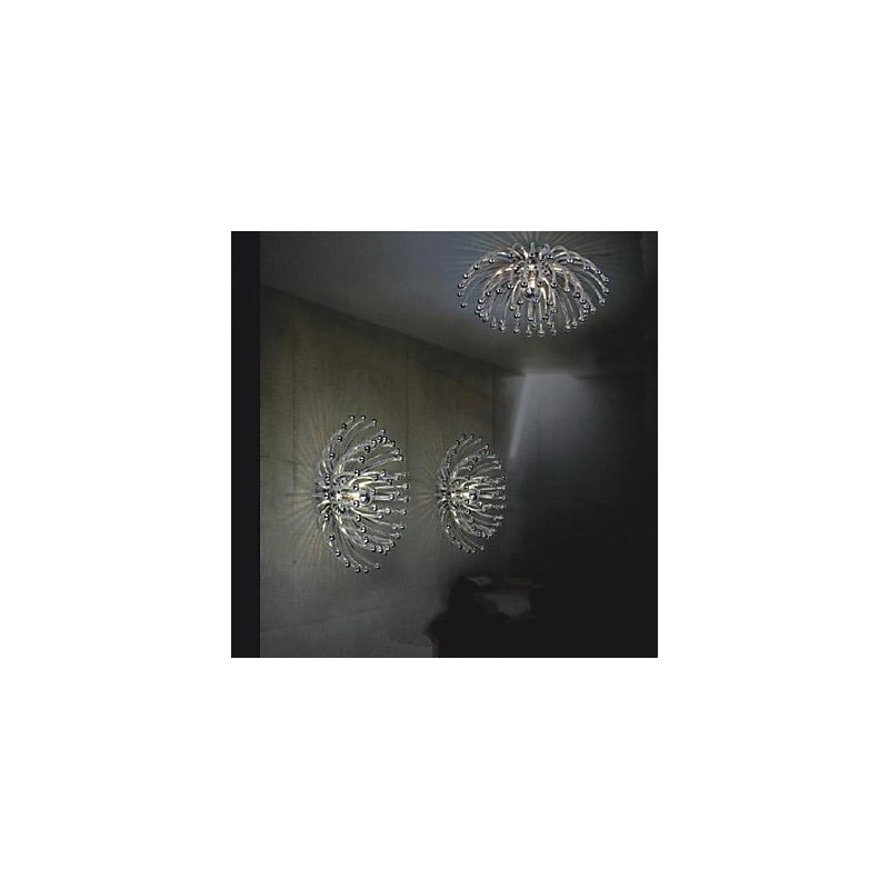 Lampada a sospensione a ragno in metallo galvanizzato argento e nero 40 cm