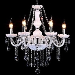 Lampadario moderno in cristallo 6 luci in vetro bianco