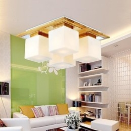 Lampada da soffitto in rovere a quattro luci in rovere e vetro 220~240V (HY9024)