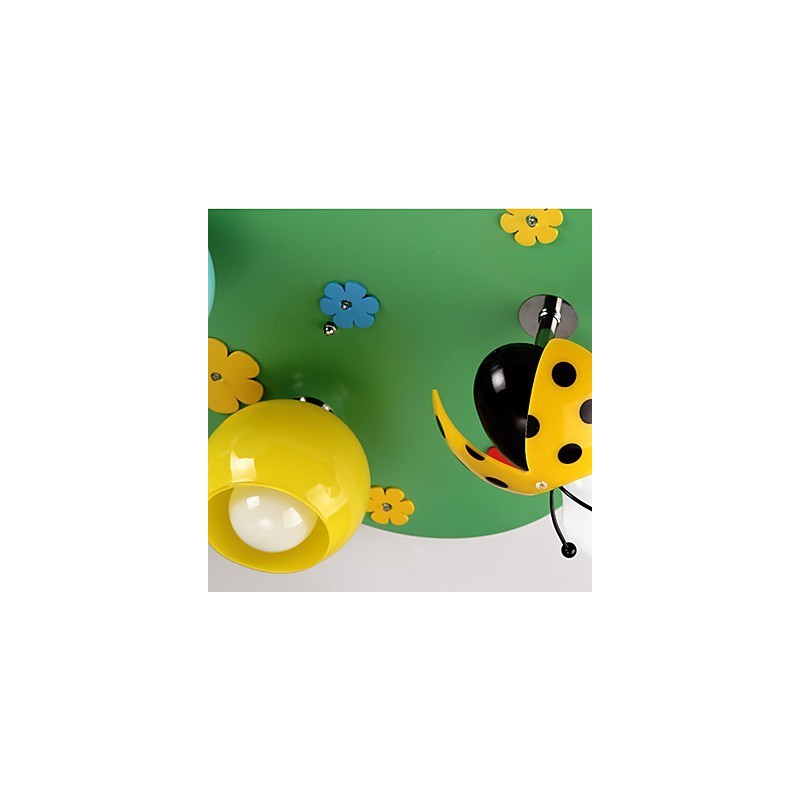 Plafoniera a filo moderna in legno e bambù verde, 4 lampadine E26/E27