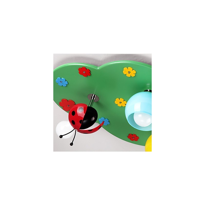 Plafoniera a filo moderna in legno e bambù verde, 4 lampadine E26/E27