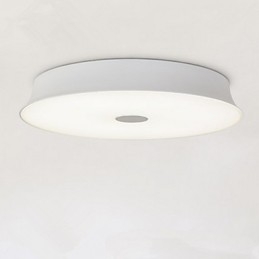 Plafoniera moderna contemporanea a filo in metallo bianco e vetro bianco 54 x 54 cm