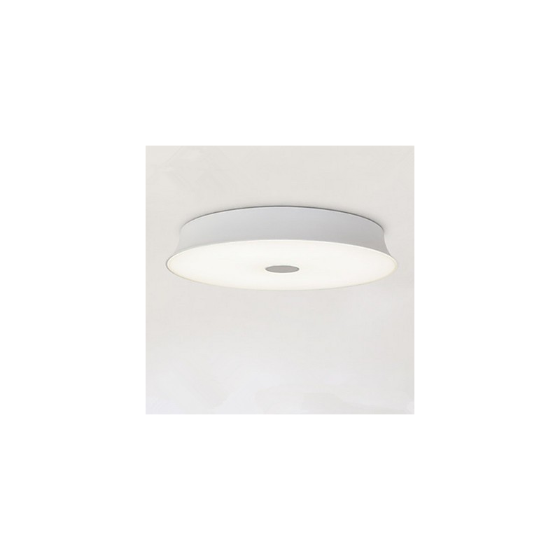 Plafoniera moderna contemporanea a filo in metallo bianco e vetro bianco 54 x 54 cm