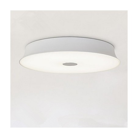 Plafoniera moderna contemporanea a filo in metallo bianco e vetro bianco 54 x 54 cm