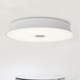 Plafoniera moderna contemporanea a filo in metallo bianco e vetro bianco 54 x 54 cm