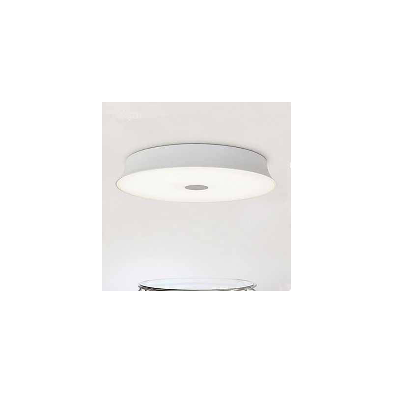 Plafoniera moderna contemporanea a filo in metallo bianco e vetro bianco 54 x 54 cm
