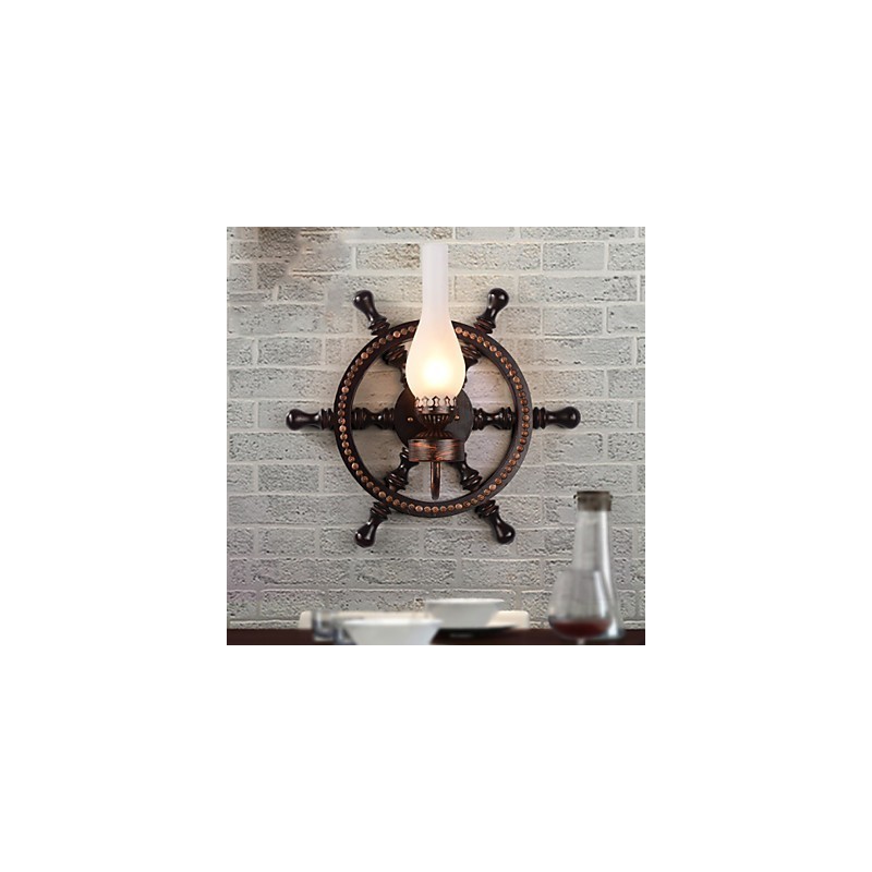 Plafoniera a montaggio a filo Mini stile retrò marrone con schermo bianco 3 luci E26/E27
