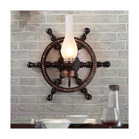 Plafoniera a montaggio a filo Mini stile retrò marrone con schermo bianco 3 luci E26/E27