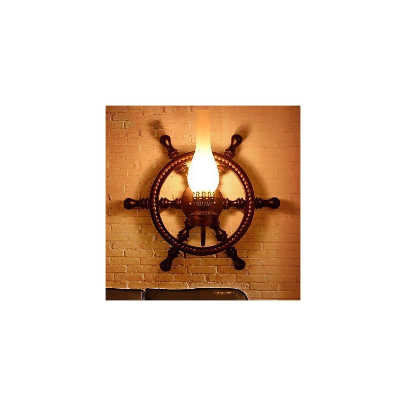 Plafoniera a montaggio a filo Mini stile retrò marrone con schermo bianco 3 luci E26/E27