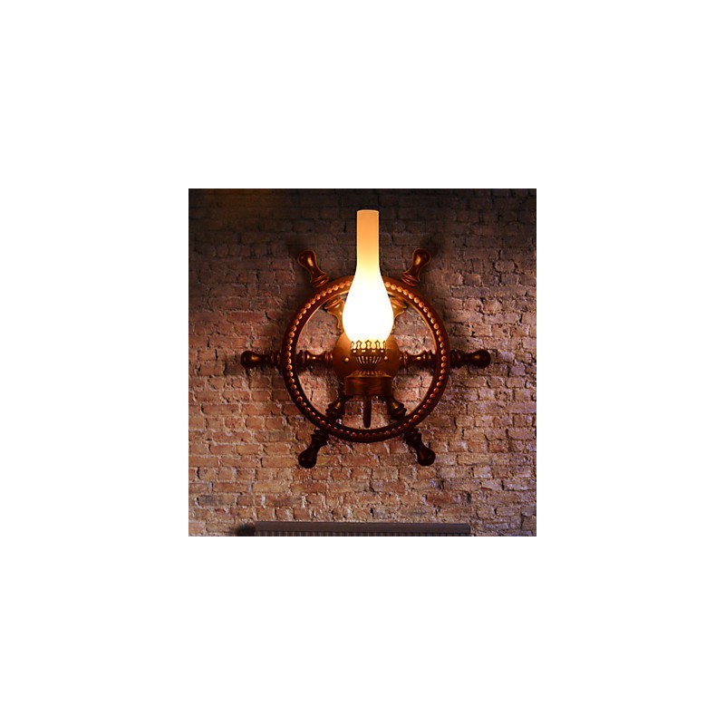 Plafoniera a montaggio a filo Mini stile retrò marrone con schermo bianco 3 luci E26/E27