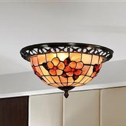 Plafoniera a filo Mini in ottone con conchiglie multicolore
