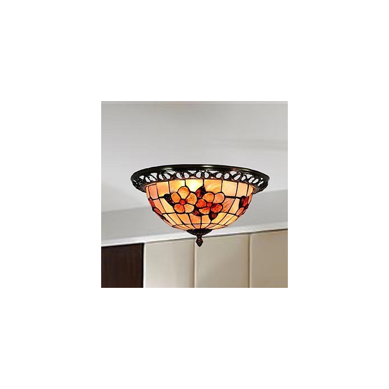 Plafoniera a filo Mini in ottone con conchiglie multicolore