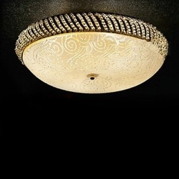 Plafoniera moderna in oro con 4 luci, paralumi in vetro, E14