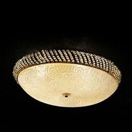 Plafoniera moderna in oro con 4 luci, paralumi in vetro, E14
