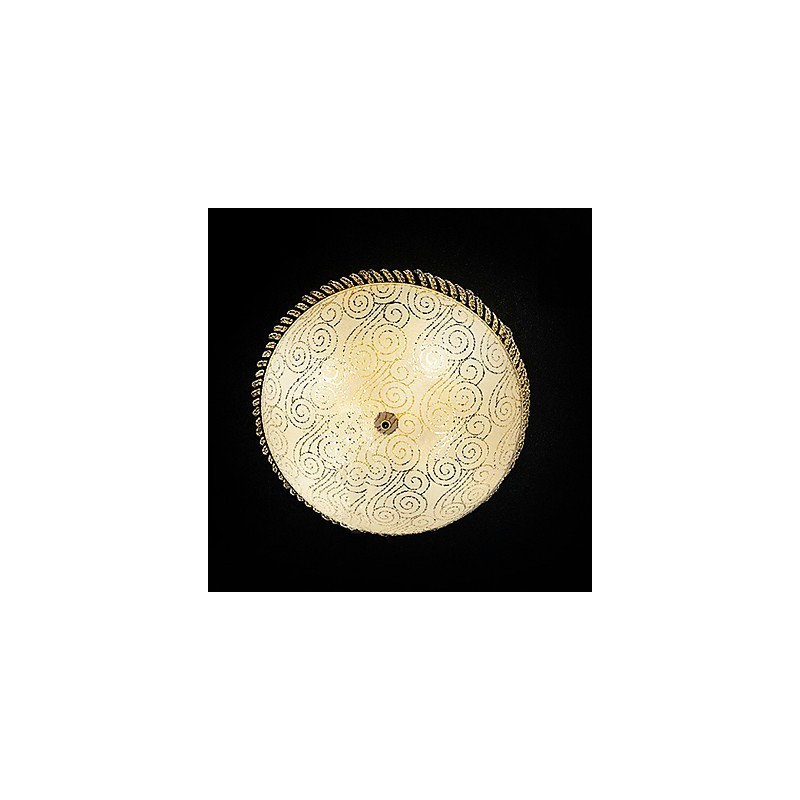 Plafoniera moderna in oro con 4 luci, paralumi in vetro, E14