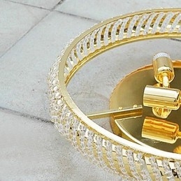 Plafoniera moderna in oro con 4 luci, paralumi in vetro, E14