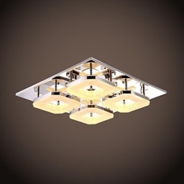 Plafoniera LED a filo moderna in acrilico e acciaio inox galvanizzato, 4 luci