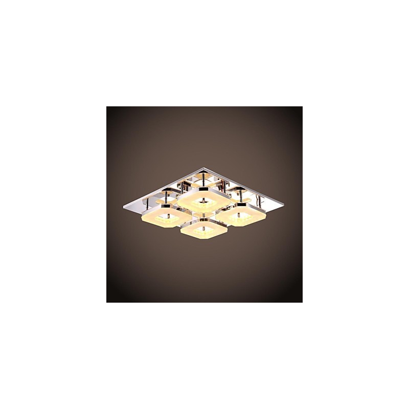 Plafoniera LED a filo moderna in acrilico e acciaio inox galvanizzato, 4 luci