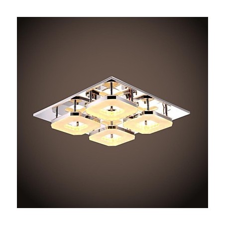 Plafoniera LED a filo moderna in acrilico e acciaio inox galvanizzato, 4 luci