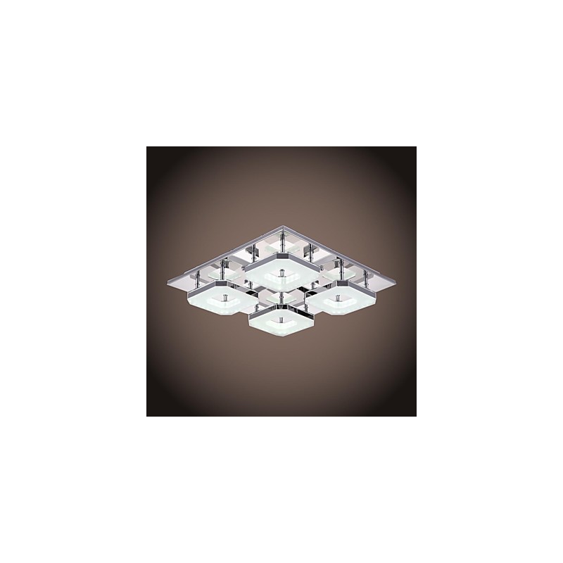 Plafoniera LED a filo moderna in acrilico e acciaio inox galvanizzato, 4 luci