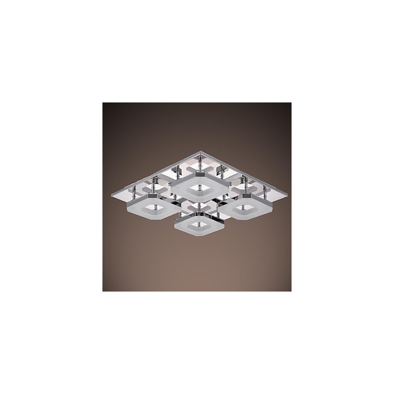 Plafoniera LED a filo moderna in acrilico e acciaio inox galvanizzato, 4 luci