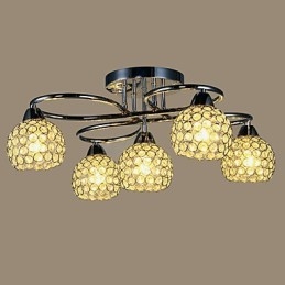 Lampada da soffitto moderna in cristallo e metallo 5 luci 45 cm