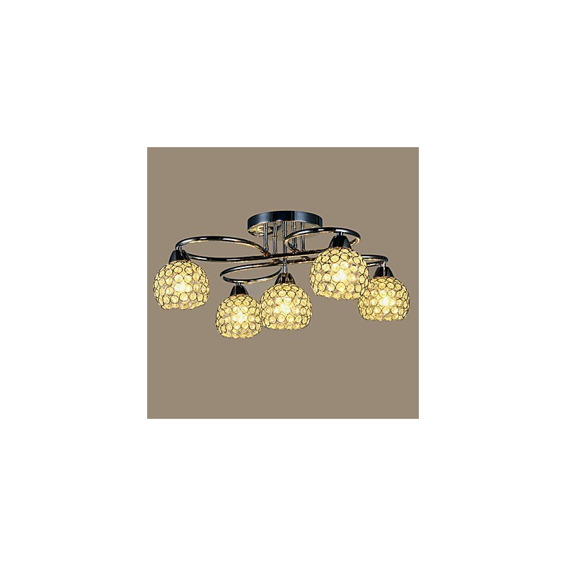 Lampada da soffitto moderna in cristallo e metallo 5 luci 45 cm