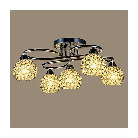 Lampada da soffitto moderna in cristallo e metallo 5 luci 45 cm