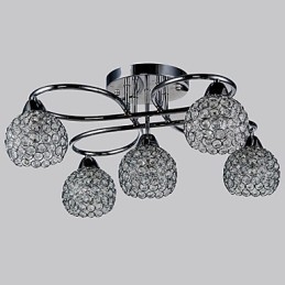 Lampada da soffitto moderna in cristallo e metallo 5 luci 45 cm