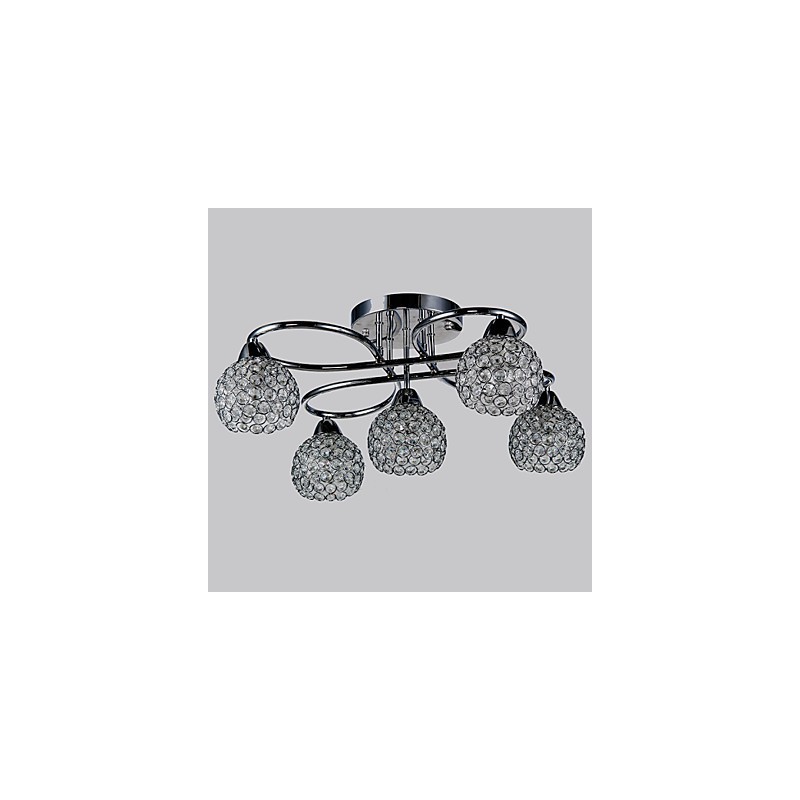 Lampada da soffitto moderna in cristallo e metallo 5 luci 45 cm