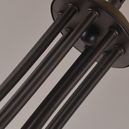 Lampadario classico in metallo dipinto marrone con paralumi in vetro bianco, 3 luci E26/E27