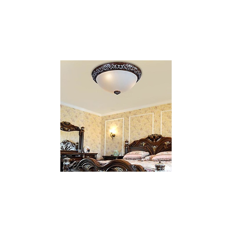 Plafoniera a soffitto in vetro e resina argentata intagliata stile classico europeo