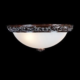Plafoniera a soffitto in vetro e resina argentata intagliata stile classico europeo