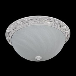 Plafoniera da soffitto bianca in vetro e resina intagliata stile classico europeo