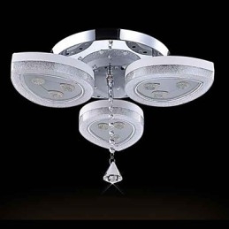 Plafoniera a filo LED moderna contemporanea in metallo bianco con cristalli