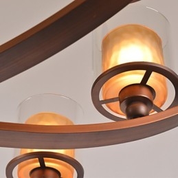 Lampadario classico retrò tradizionale in metallo dipinto, 3 lampadine E26/E27, marrone e bianco