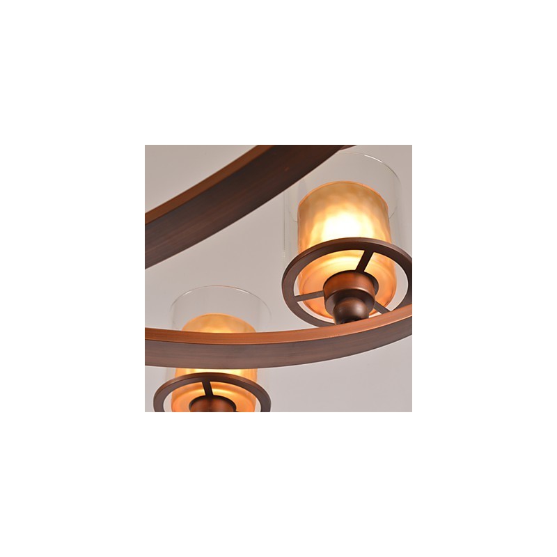 Lampadario classico retrò tradizionale in metallo dipinto, 3 lampadine E26/E27, marrone e bianco