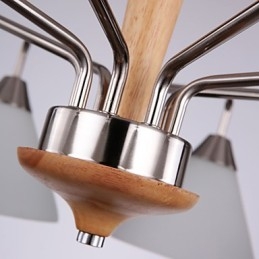 Plafoniera a filo vintage in legno di bambù dipinto, 2 lampadine E26/E27