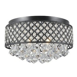 Plafoniera a filo tradizionale classica in cristallo e metallo dipinto 2 lampadine E12/E14