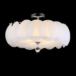 Lampadario moderno in vetro bianco a 5 luci, a montaggio a filo