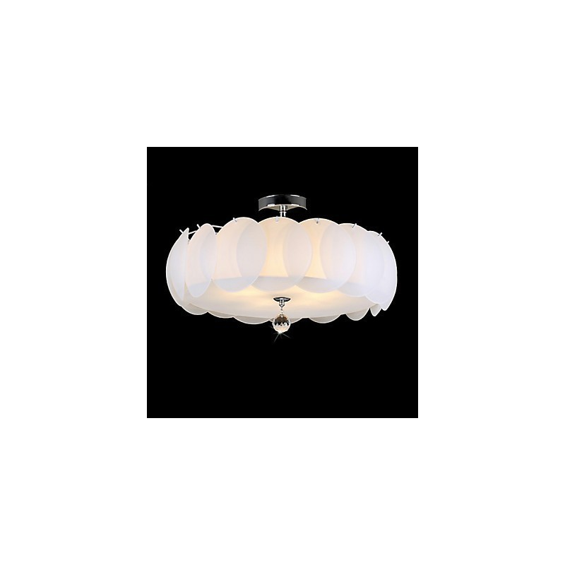 Lampadario moderno in vetro bianco a 5 luci, a montaggio a filo