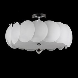 Lampadario moderno in vetro bianco a 5 luci, a montaggio a filo